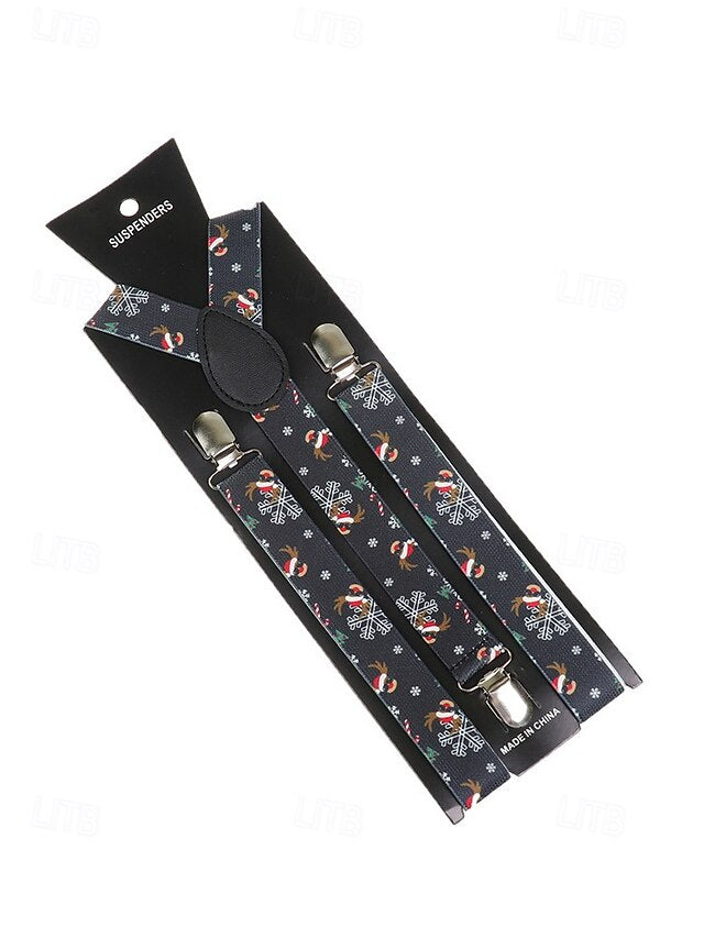 Men's Suspenders Snowman Christmas with