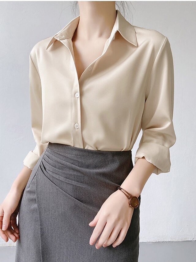 Women's Blouse Buttons Solid Color Elegant Daily Stylish