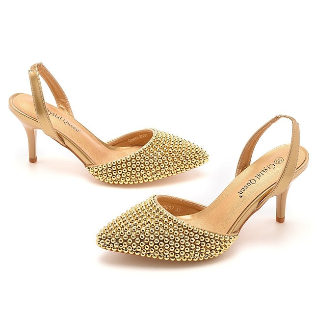 with Embellishments Pearl Women's Heels – Slingback White
