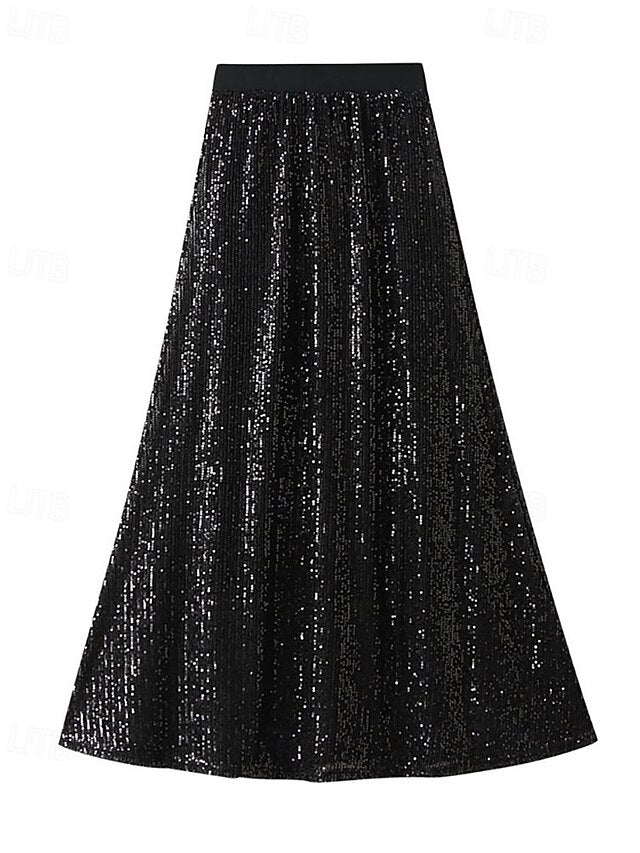 Women's Elegant Vintage Fashion Casual Midi Mid Rise Skirts