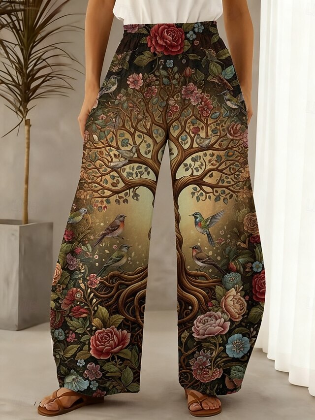 Women's Wide Leg Chinos Pants Trousers Vacation Vintage