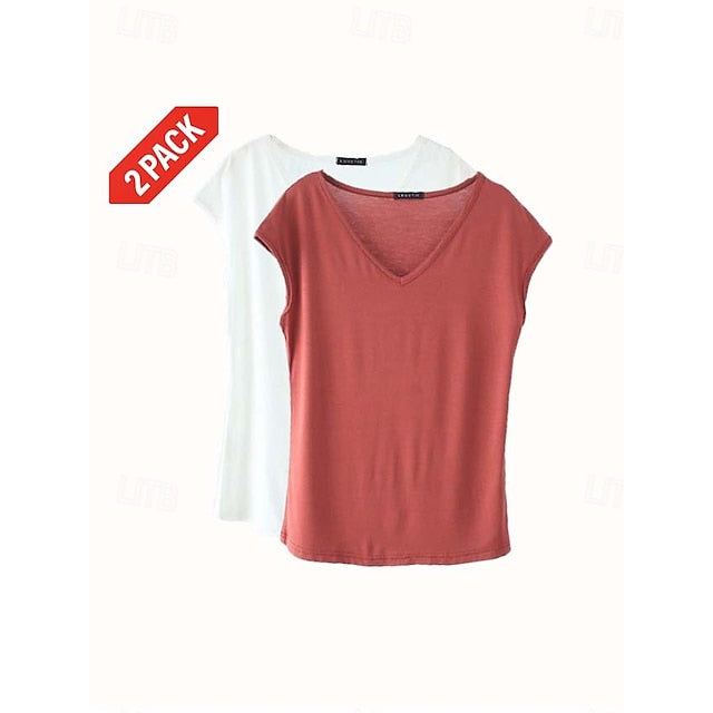 Women's Blouse Solid Color Stylish Casual Short Sleeve V