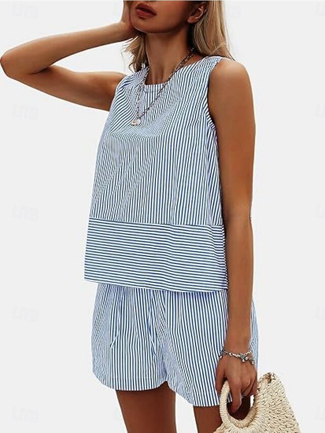 Women's Shorts Sets Bolero Top Sleeveless Round Neck