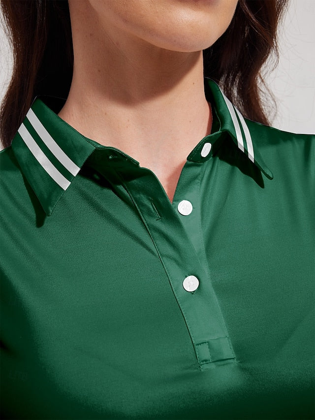 Women's Golf Polo Shirt Dark Green Short Sleeve Top Ladies