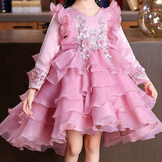 Dress Party Flower Long Special Kids Sleeve Girls' Wedding