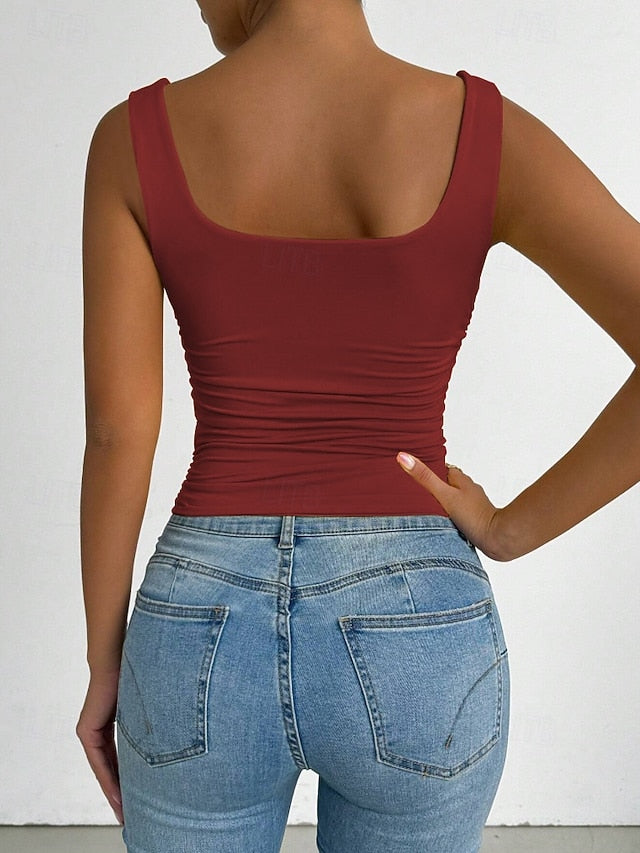 Women's Camisole Tank Top Solid Color Stylish Casual