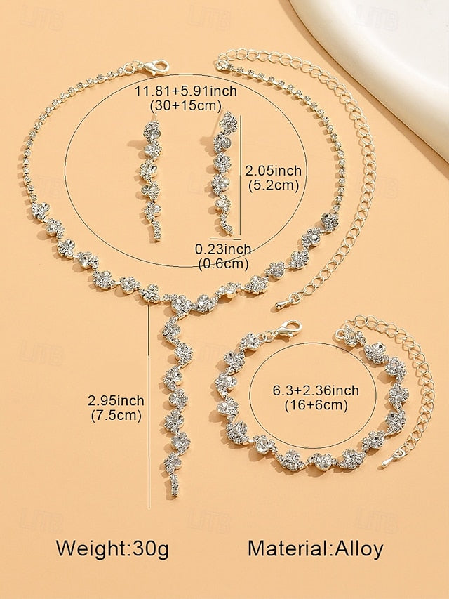 – Elegant Necklace Jewelry Gold Set Rhinestone