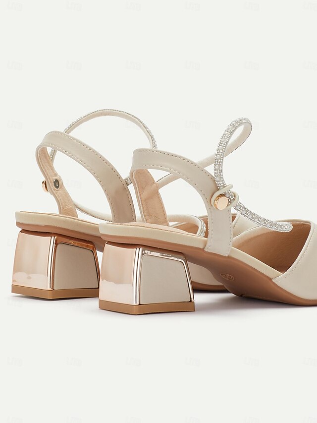 with Slingback Women's Pointed Rhinestone Heels Elegant Toe