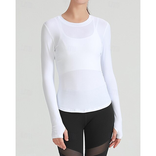 Women's Solid Colored Tennis Top Long Sleeve Breathable
