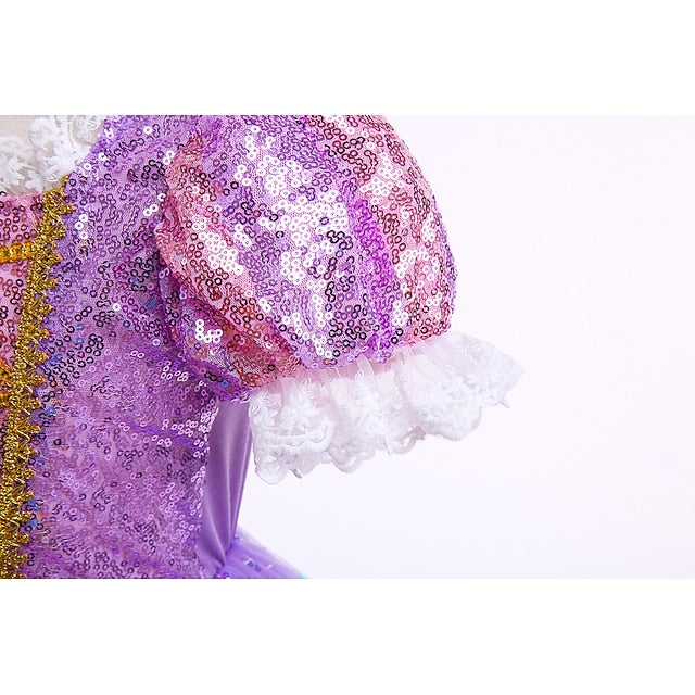 Flower Cosplay Princess Rapunzel Girl Dress Cloak