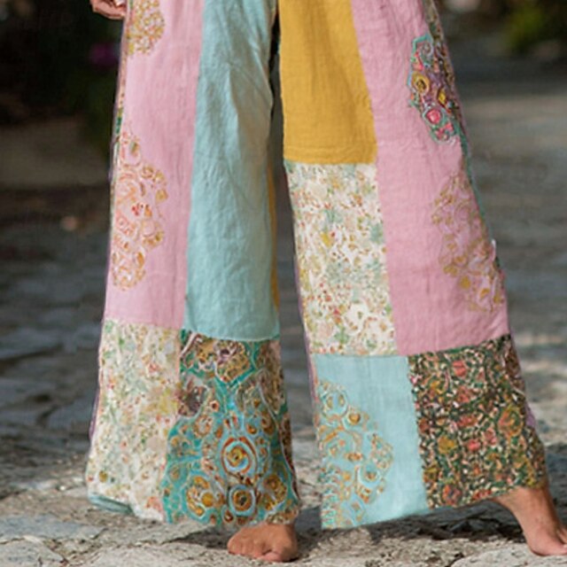 Women's Wide Leg Pants Trousers Palazzo Pants Vintage Boho