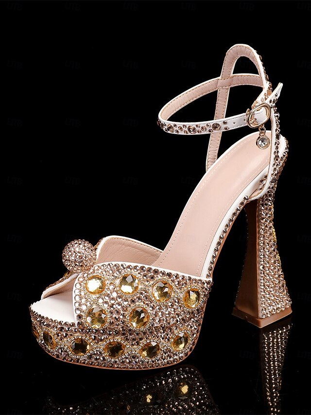 High Heel Sandals Matching Rhinestone Platform Women's with