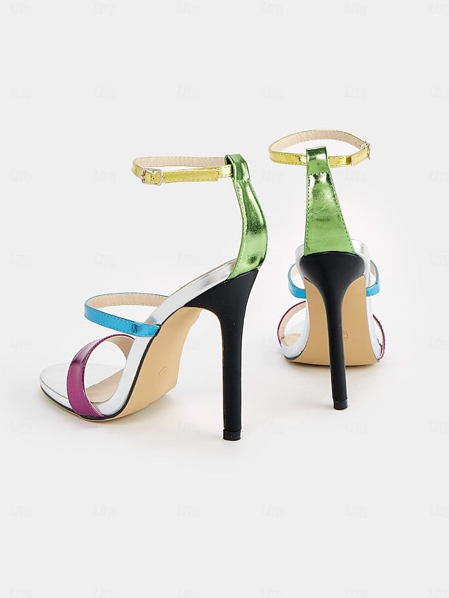 – Multi-Color Metallic Stiletto Vibrant Heels Women's