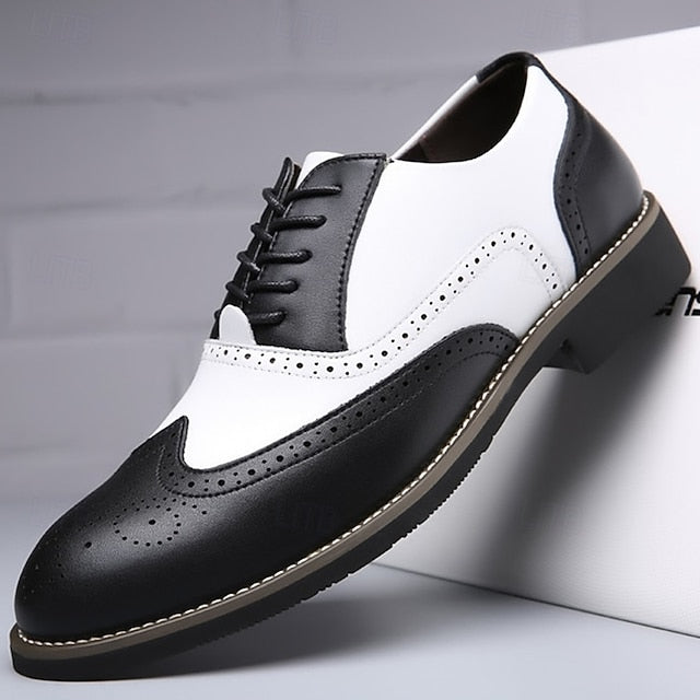 Wingtip Shoes Oxford White Men's Two-Tone Brogue in