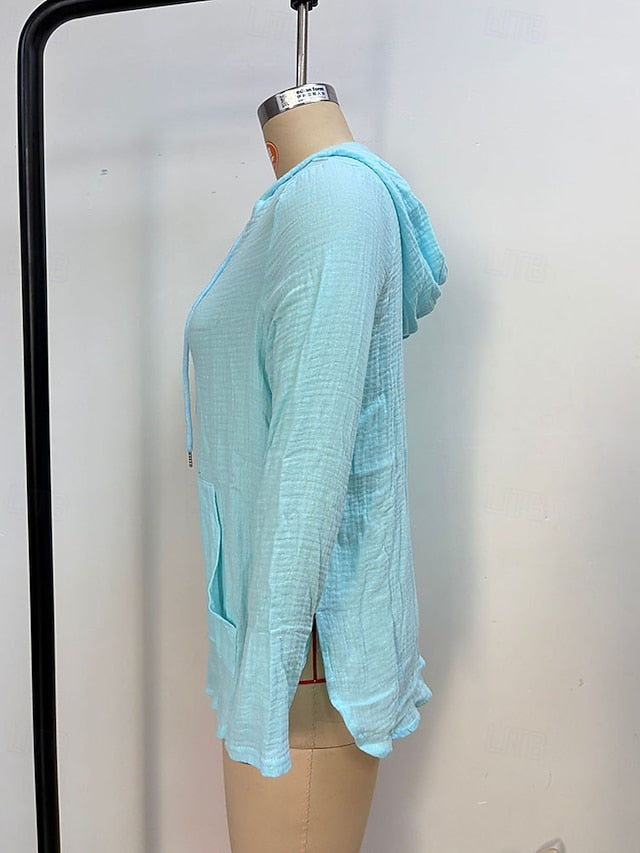 Women's Blouse Pocket Plain Elegant Stylish Long Sleeve V