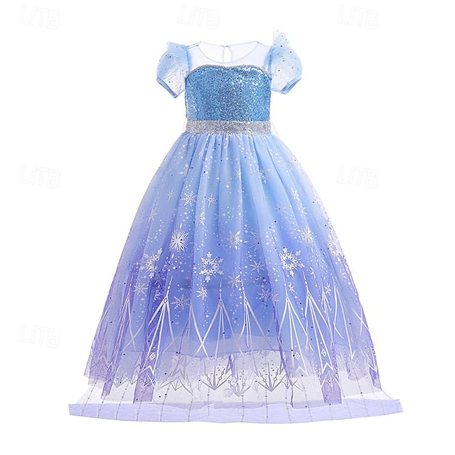 Flower Dress Elsa Party Girl Theme Fairytale Frozen Princess
