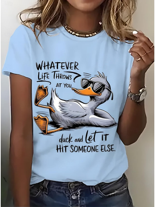 Women's T Shirt Print Graphic Animal Bird Vintage Stylish