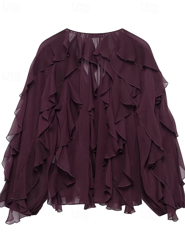 Women's Shirt Blouse Layered Plain Stylish Modern Long