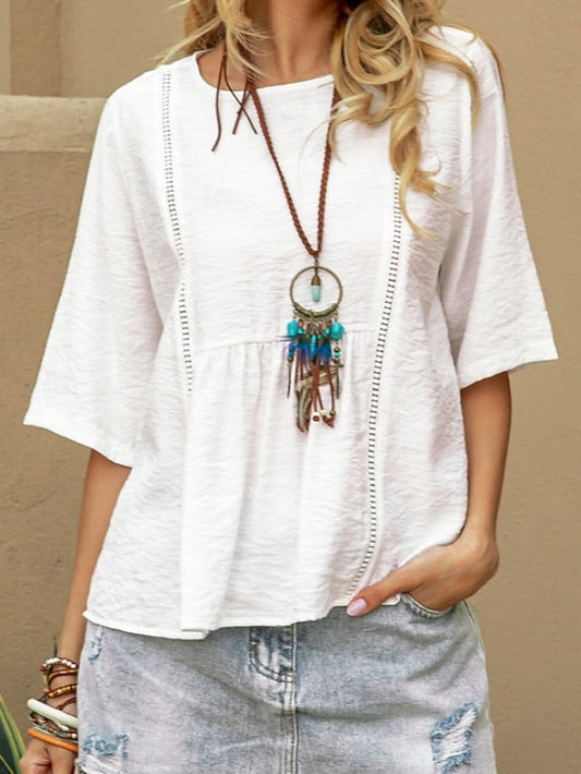 Women's Shirt Cotton Linen Shirts Blouse Solid Color Basic