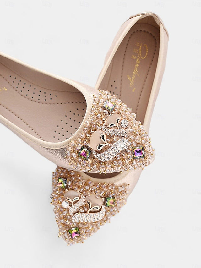 with Rhinestone Foldable Flats Black Women's  Ballet