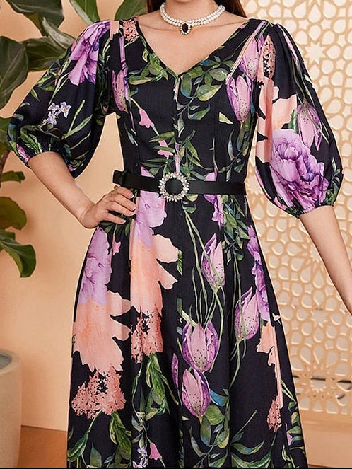 Dress Mother Elegant V Floor Length of the Bride A-Line Neck