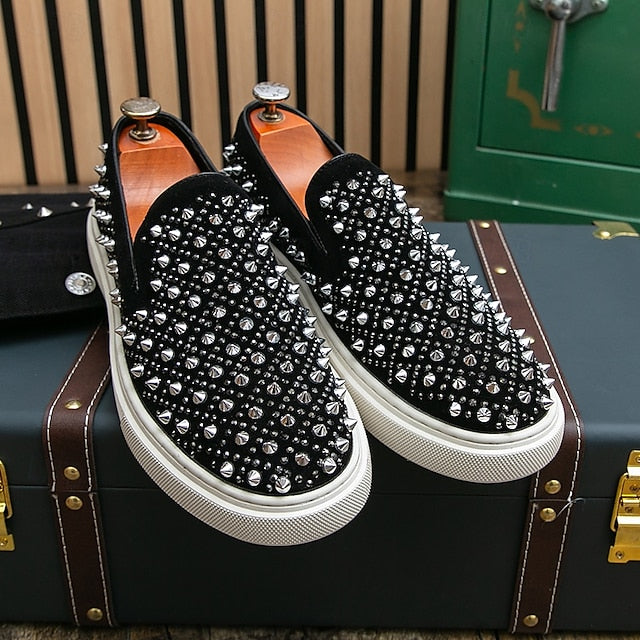 with Men's Elegant Black Pearl - Detailing Shoes Slip-On