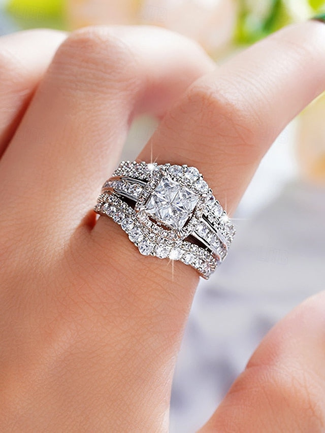 Ring Wedding Cubic Luxury with Set Zirconia