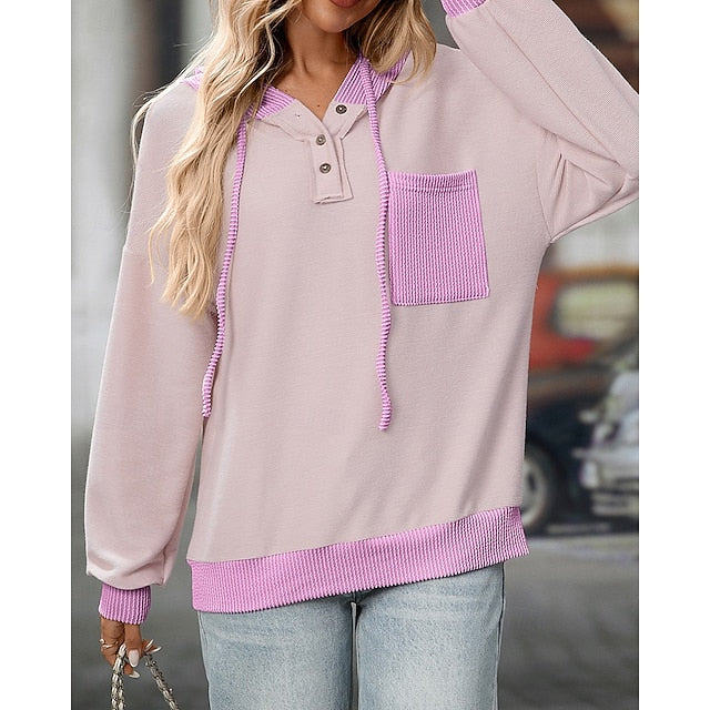 Women's Pullover Sweatshirt Casual Hoodies Drawstring with