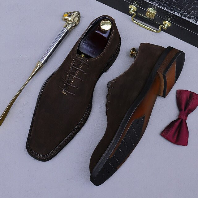Suede Genuine Leather Cowhide Shoes Men's - Oxford
