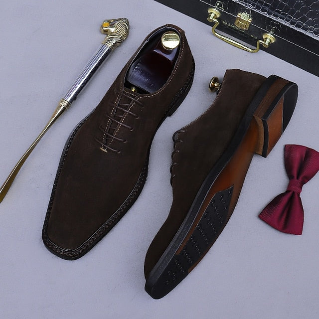 Men's Shoes Oxford Cowhide Suede Leather - Genuine