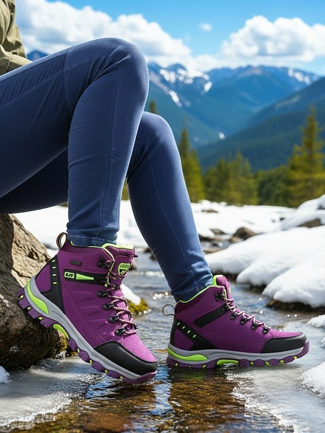 Women's Waterproof Hiking Boots – Purple High-Top Outdoor