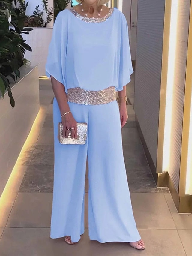 Two Piece Jumpsuit Pantsuit Floor Length Mother of the Bride