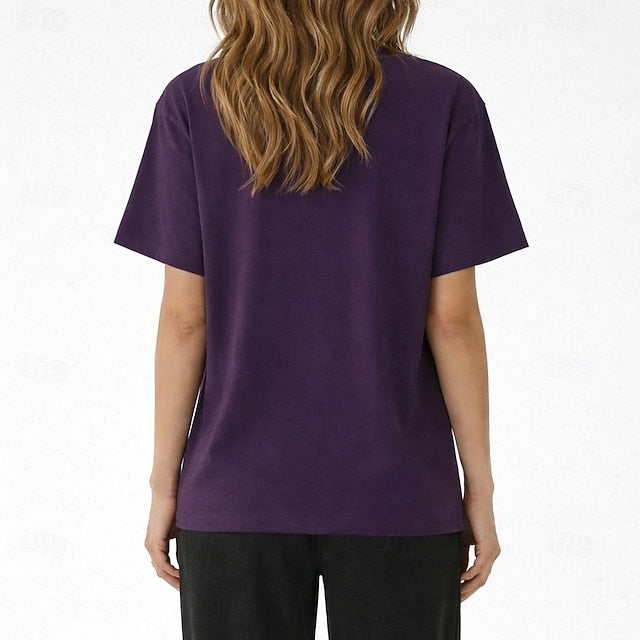 Women's T Shirt Tee 100% Cotton Solid Color Stylish Basic