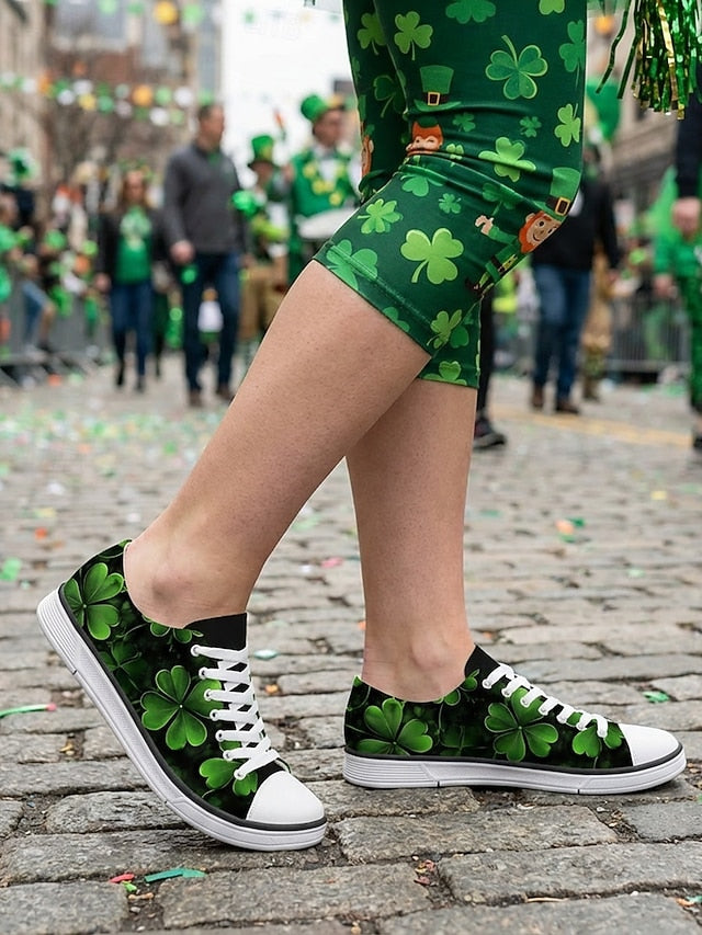 Women's St. Patrick's Day Green Clover Print Canvas