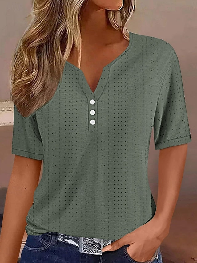 Women's T Shirt Solid Color Plain Stylish Modern Casual