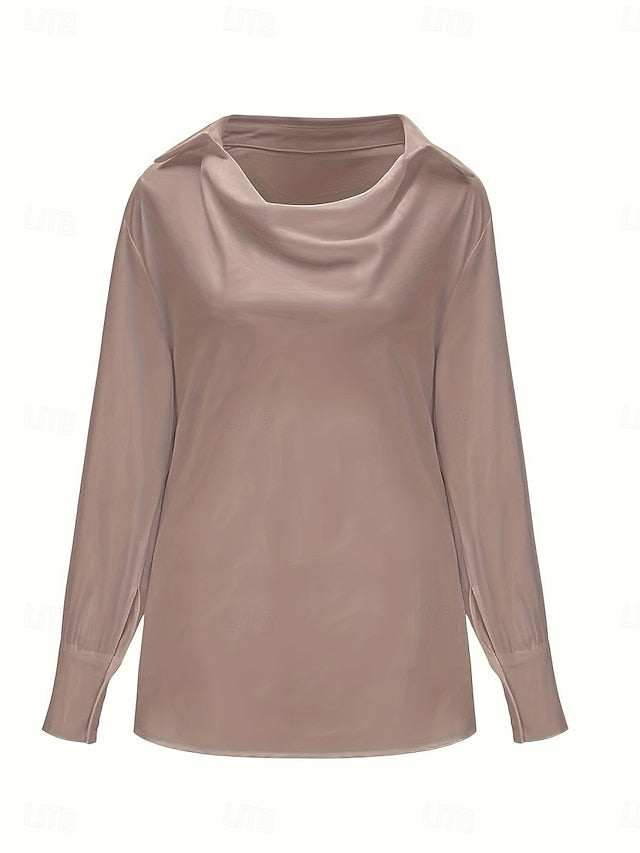 Women's Shirt Elegant Dressy Satin Top Solid Color Basic