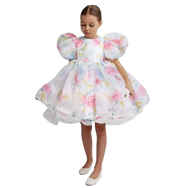 Party Girl Kids Flower Solid Girls' Color Dress