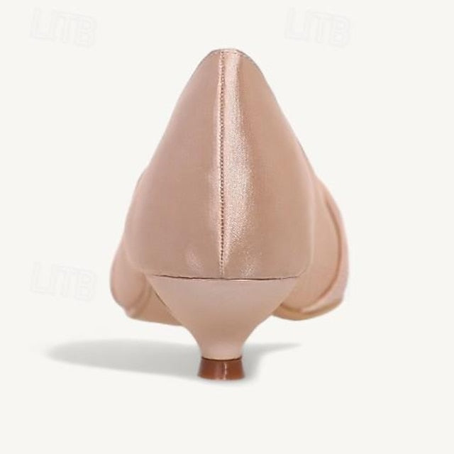 Heels Blush - Satin Women's Peep-Toe Kitten Pink Elegant