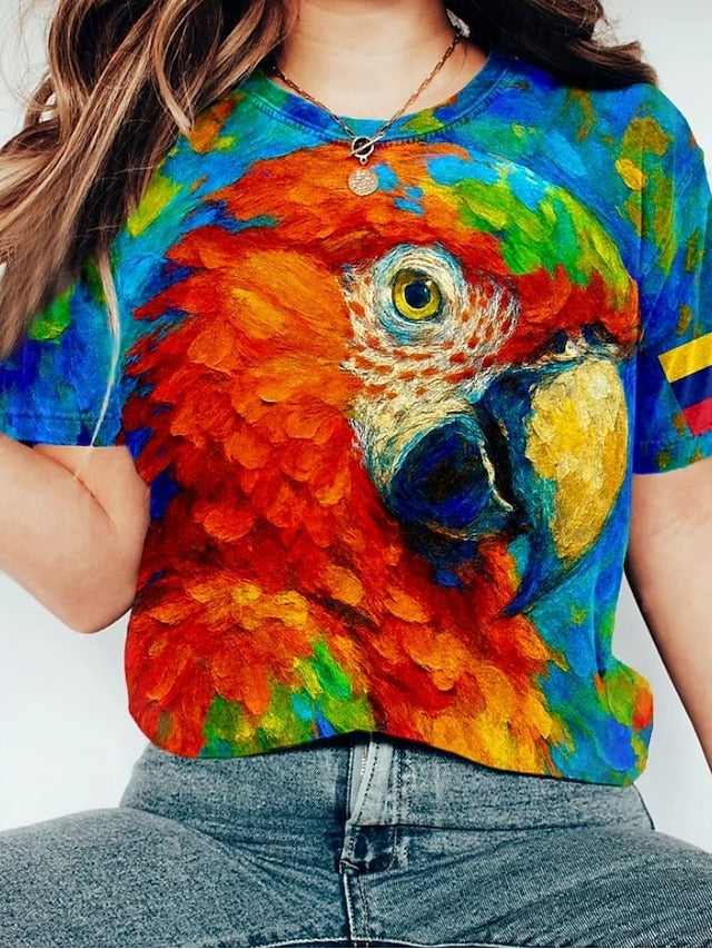 Macaw Parrot Inspired Cozy Women's T Shirt Graphic Animal