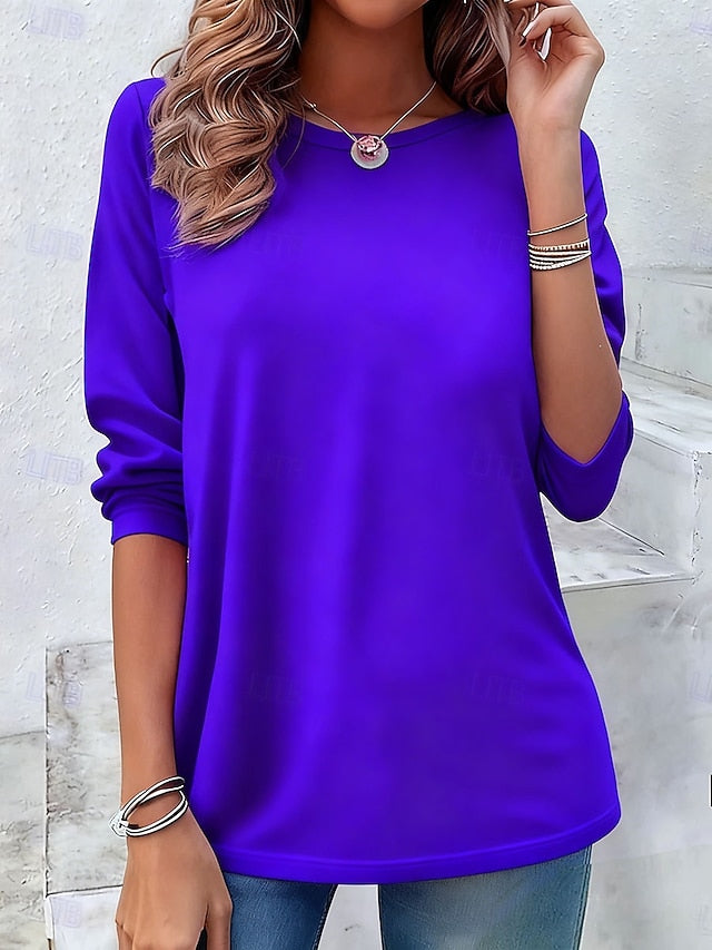 Women's T Shirt Plain Vintage Stylish Classic Long Sleeve