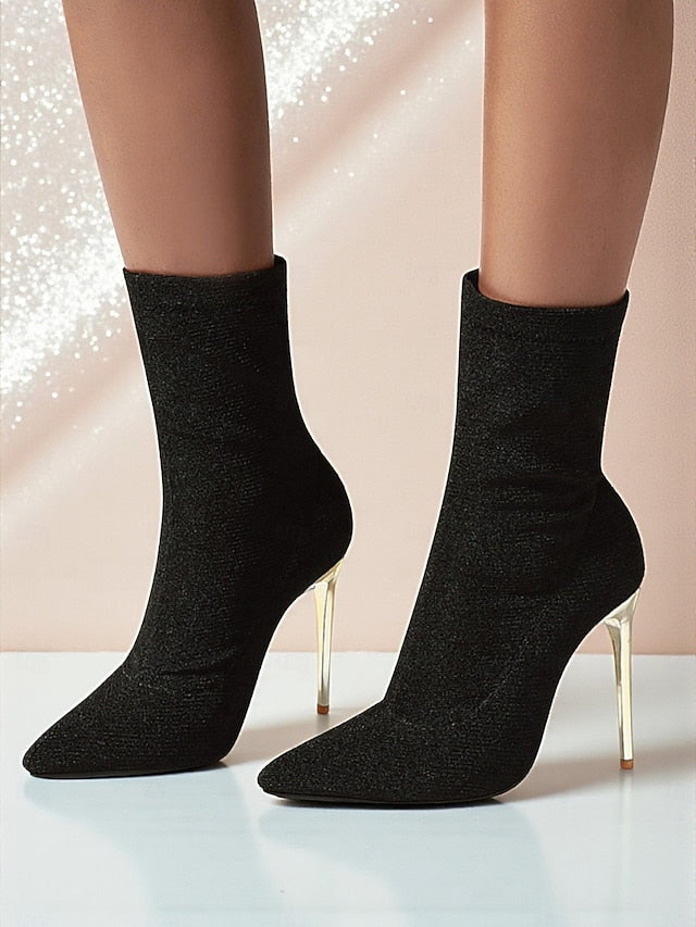 - Pointed Leopard Women's Print Sexy Stiletto Ankle Boots