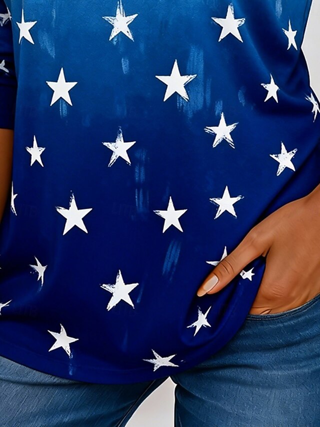 Women's T Shirt Print Ombre Graphic Star Fashion Stylish