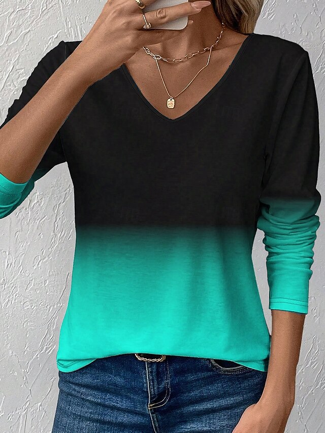 Women's T Shirt Ombre Graphic Vintage Stylish Classic Long