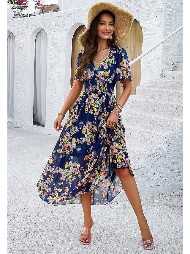 Women's Sheath Dress Chiffon Dress Sundress Floral Graphic
