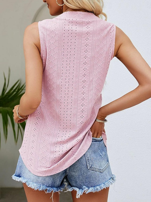 Women's Camisole Tank Top Crew Neck White Pink Purple Green