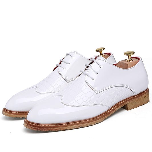 Leather Crocodile White Men's Oxford – Shoes Patent