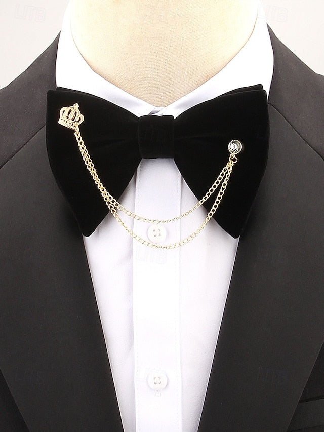 Tie Men's Chain Bow – and Velvet with Detail Crown
