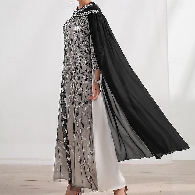A-Line Crew Neck Cape of the Elegant Mother Bride Dress