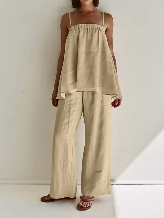 Women's Two Piece Sets Camisole Pants Sets Sleeveless Strap