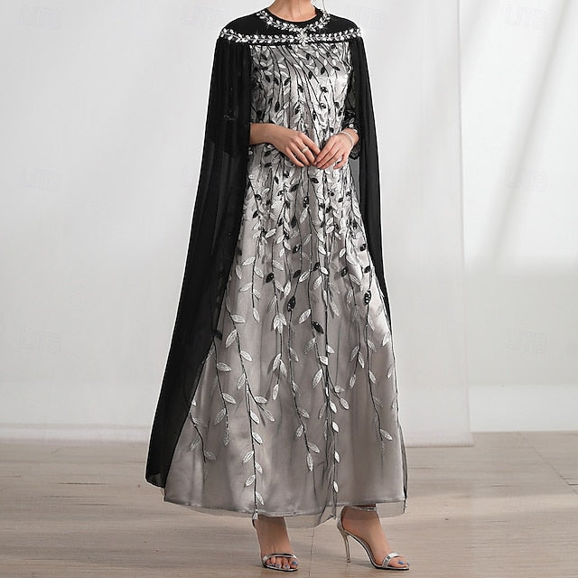 A-Line Crew Neck Cape of the Elegant Mother Bride Dress